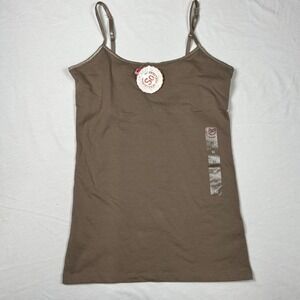 So Perfect Tunic Cami Fitted Junior's NWT Taupe /Gray Size Medium Satin Trim